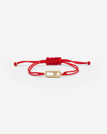 Celestial Balance Goud Rood Armband van handgemaakte sieraden met zirkonia steentjes en luxe uitstraling.