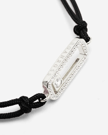 Celestial Balance Zilver Zwart Armband met fonkelende zirkonia en raffiante zwarte band.