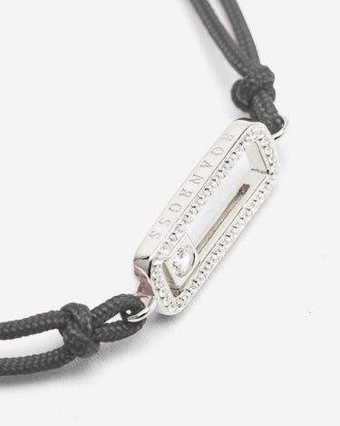 Celestial Balance Zilver Grijs Armband met fonkelende zirkonia en luxe zwarte band, handgemaakte sieraden.