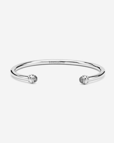 Silver-Colored Bangle Bracelet with Citrine Stone