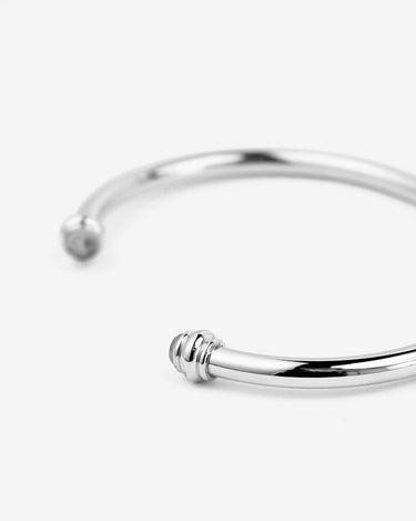 Silver-Colored Bangle Bracelet with Citrine Stone