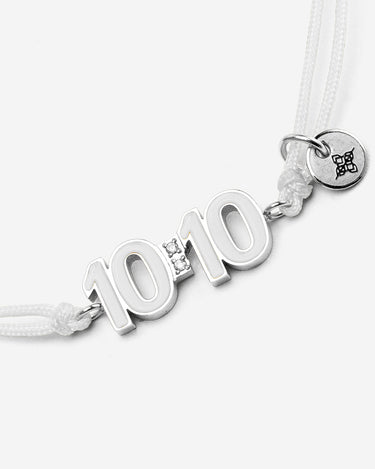 10:10 Liora Zilverkleurig Witte Armband - Handgemaakte sieraden, luxe heren sieraden, premium kwaliteit, exclusieve sieraden.