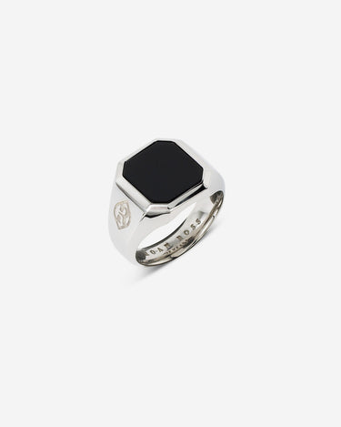 Hexa Midnight Onyx Ring zilverkleurig