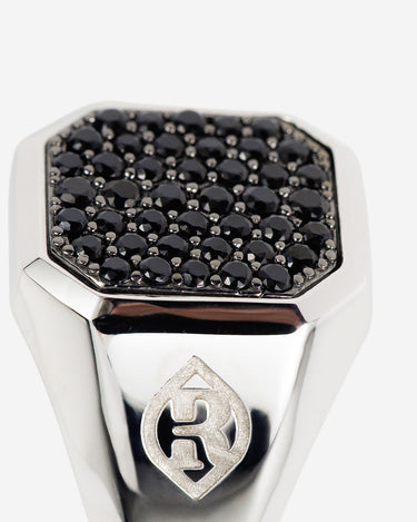 Hexa Onyx Ring silberfarben