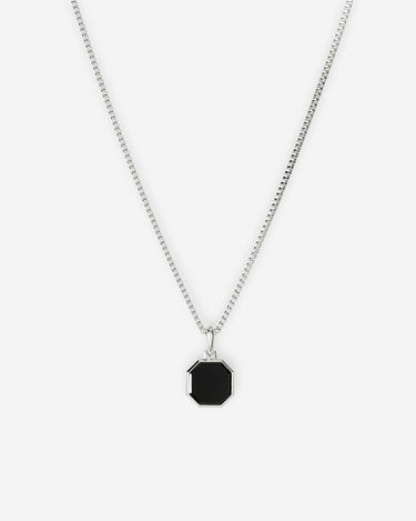 Onyx Octagon zilverkleurig ketting