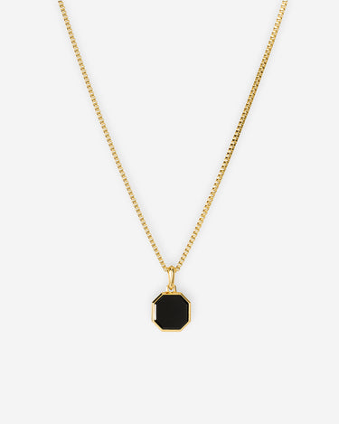 Onyx Octagon goudkleurig ketting