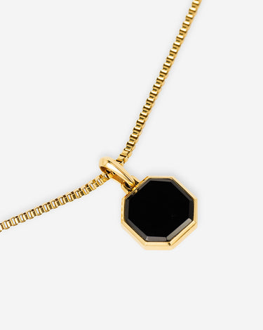 Onyx Oktagon goldfarben Kette