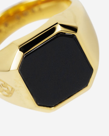Hexa Mitternachtsonyx Ring Goldfarben