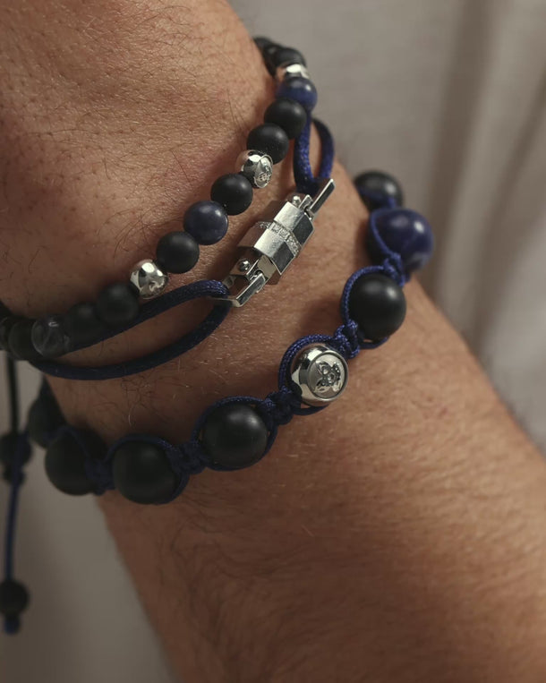Midnight Lock Donkerblauw Armband Rosè Goudkleurig. Handgemaakte luxe heren sieraden, exclusieve sieraden mannen.